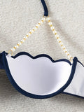 Halter Solid Bikinis 2026 Women Sexy Shell Swimsuit Push Up Pearl Swimwear Female Bathers Bathing Swimming Swim Suit Beachwear