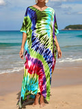 2026 New Colorful Kaftan Tunic Beach Dress Beach Wear Beachwear Beach Cover Up Cover-upsLoose Maxi Dress Female Women V4428