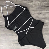 Criss Cross Backless Women Swimwear One Piece Swimsuit Female Monokini High Cut Leg Bather Bathing Suit Swim Beach Wear Lady