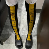 1/2 Pairs Women Knee High Socks Trendy Cartoon Funny Chicken Claw Socks Fitness Sports Casual Slim Leg Long Tube Socks Women