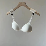 Wireless Summer Bra French Style, Front Closure Thin Straps for Sml Bust Seamless Triangle Cup Beautiful Back No Show Comfort AB