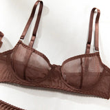 Toucheart Erotic Lingerie Comfortable Mesh Sexy Body Shaping Ultra-thin See-through Sexy Underwear Four-piece Set with Stockings