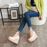 NASBAVI Classic Wedges Shoes for Women Spring Casual Ankle Straps High Heels Pumps Shoes Green Wedge Wedding Office Shoes Female