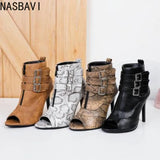 NASBAVI NEW Leather Sexy Dance Shoes Women Indoor Special Soft-soled Jazz Modern Tango Dance High Top Boots Women's Latin Shoes