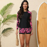 Women's Swimsuit Tankini Set Female Long Sleeves Swimwear 2025 Surfing Sports Pool Beachwear Two-Piece Bathing Suits With Shorts