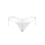 Women‘s Mesh Lace Panties Plus Size M-3XL Sheer Embroidered Flowers Low Rise Sexy Underwear with Ribbon Metal Ring Daily Wear