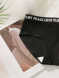Women's High Waist Panties  Letter Elastic Waistband Soft Ribbed Fabric Comfortable Briefs for Daily Wear women bra K2809