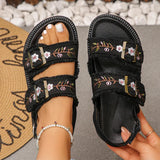 Fashion Flowers Embroidery Platform Sandals Women Plus Size 43 Back Strap Thick Bottom Sandles Woman Anti Slip Summer Sandals