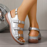 Fashion Buckle Decor Platform Sandals Women Plus Size 43 Summer Wedges Gladiator Sandals Woman Open Toe Thick Sole Beach Sandles