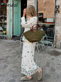 Foridol Floral Embroidery Women Shirt Pants Set Linen 2 Pcs Outfit Female Matching Set Wide Leg Pants Suit 2025 Casual Set