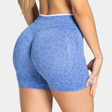 Women's Leopard Print Contrast Color Yoga Shorts | High Waist Gym Running Athletic Pants for Ladies