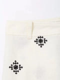 Foridol Geometric Embroidery Wide Leg Spring Summer Women Beige Long Pants Zip Fashion Trousers Pantalones De Mujer Autumn Pants