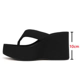 2026 Brand New Flip Flops Sandal Summer Black Platform Sandals Women Outdoor Slipper Wedges Slides 10cm High Heels Shoes Mules