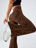 Retro Leopart Women's Pants/Clothing Seamless High-Waisted Flare Trousers Yoga Pilates Leggings Tummy Control 4D Stretch Autumn