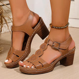 2025 Summer Chunky Heels Sandals for Women Lightweight Plus Size Platform Sandles Woman Thick High Heeled Gladiator Sandalias 43