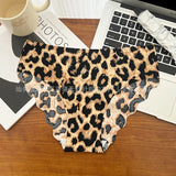 1pcs Seamless Panties Ladies Leopard Print Sexy Underwear Zebra Stripe Briefs Ice Silk Panty Invisible No Trace Solid Underpants