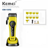 Kemei 1593 Barber Professional Hair Clipper Rechargeable Trimmer Electric Hair Cutting Machine External Rotor Brushless Motor