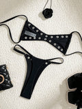 XS - L Metal Rings Mini Micro Thong Bikini Women Swimwear Female Swimsuit Two-pieces Bikini Set Bather Bathing Suit Swim Lady