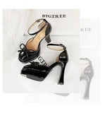 BIGTREE Model Catwalk Sequined Platform Pumps for Women Sexy Bowknot Party Nachtclub Stripper Heels Pole Dance Shoes Size 34-40