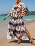 2026 New Colorful Kaftan Tunic Beach Dress Beach Wear Beachwear Beach Cover Up Cover-upsLoose Maxi Dress Female Women V4428