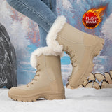 Winter Snow Boots  Women Waterproof Non-Slip Warm Northeast-Style Large Cotton Shoes, Ski , Fleece-Lined,  High-Top Cotton Boots