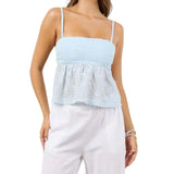 Women's Summer Fashion Slim Camisole Floral Jacquard Spaghetti Strap Back Cutout Tank Tops Streetwear