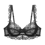 Logirlve Ultrathin Bra Transparent Brassiere Sexy Underwear Plus Size Cup Embroidery Women Lingerie Lace Bras Hollow out