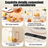 SUNATUR 1.8L Electric Glass Health Preserving Kettle,Stainless Steel,800W Fast Boil,24h Insulation
