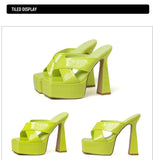 Summer New Style Fashion Waterproof Platform Super High Heel Women's Slippers Outdoor Party Open Toe Sandals High 15cm Size 37