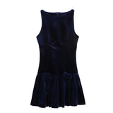 Foridol Bowknot Pleated Tank Short Dress for Women Sleeveless Casual Party Short Dress Female Casual Autumn Winter Dress