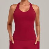 Women's Seamless Yoga Vest Sports Fitness Gym Beauty Back Top Nude Slim Fit Training Running Workout Vest