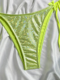 Shiny Pink Bikini 2025 Women Sexy Brozing Tie Bow Strap Push Up Micro Swimsuit Brazilian Bathing Suit Tie Side Triangle Swimwear