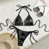 Sparkling Star Sequins Halter Bikini Women Swimsuit Female Swimwear Two Pieces Bikini Set Brazilian Bathing Suit Swim Beachwear