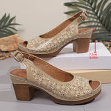 Summer Peep Toe Thick Heel for Sandals Women Plus Size 43 High Heeled Rome Sandals Woman Back Strap Platform Sandles Ladies