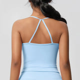 Women's Slim Fit Yoga Fitness Vest Skin Friendly Nude Sports Bra Pilates Top Beautiful Back Design Suspension Yoga Sports Bra