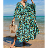 Sexy Zebra Printed V Neck Tunic Beach Cover Up Cover-ups Beach Dress Beach Wear Beachwear Beach Long Dress Female Women V4159