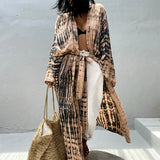 New 10 Colors Printed Long Sleeve With Belt Tunic Beach Cover Up Cover-ups Beach Dress Beach Wear Beachwear Female Women V4521