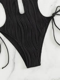 S - XXL Halter V Neck Wrinkled Female Swimwear One Piece Swimsuit Women Backless Monokini High Cut Bathing Suit Swim Beach Wear