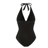 S - XL New With Skirt Deep V Neck Halter One Piece Swimsuit Women Swimwear Female Starfish Padded Bather Bathing Suit Swim V7977