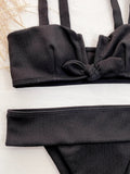 2026 Sexy Bikini Women V-neck Bowknot High Waist Black Swimwear Swimsuit Bikinis Set Bathing Suit Bikini Female Push Up Biquinis
