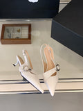 White Thin Heeled Sandals 2026 Women's Low-Heeled Shoes With Strap Brown Summer 2026 New Girls Fashion French OL Single Shoes