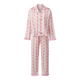 Women's Christmas Pajama Set Featuring Festive Santa Tree and Bow Prints 2 Piece Lounge Nightwear Sleepwear