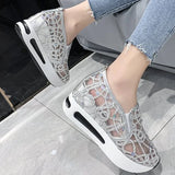 Spring Autumn Luxury Crystal Sneakers Women Breathable Mesh Sports Shoes for Woman Retro Low Top Platform Vulcanize Shoes Lady