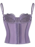 Strapless Waist-Cinching Shaping Top For Women Lace Versatile Fishbone Gathered Outerwear Corset Transparent Mesh Charming S1LT