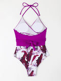 2026 Cross Print Halter One Piece Swimsuit Women Monokini Swimwear Female Bathers Bathing Swimming Suit Beachwear Summer