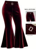 spring and autumn versatile wide-leg pants with metal decoration large size gold velvet wide-leg pants casual pants