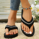New Rivet Decor Clip Toe Slippers Women Casual Weightlight Wedge Flip Flops Female Daily Anti Slip Med Heel Flat Slides Mujer