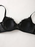 Floral Lace Push Up Women Bra Sexy Deep V Breathable Mesh Everyday Lingerie Thin Cup Adjustable Straps Underwire Bra