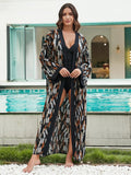 2026 Women Swimsuit Beach Cover Up dress Sleeve Kaftan Beach Tunic Long Pareos Bikinis Cover ups Summer Robe Plage Beachwear