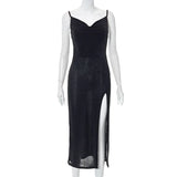 Elegant Sexy Evening Party Dress for Women 2022 New Midi Long Bodycon Slip Dresses Summer Thigh Split Vestidos De Fiesta